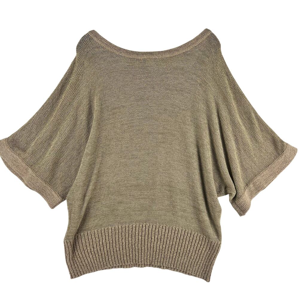 WD-NY Woman Tan Boat Dolman Sleeve Knit Sweater Plus Size 2X Cotton Blend